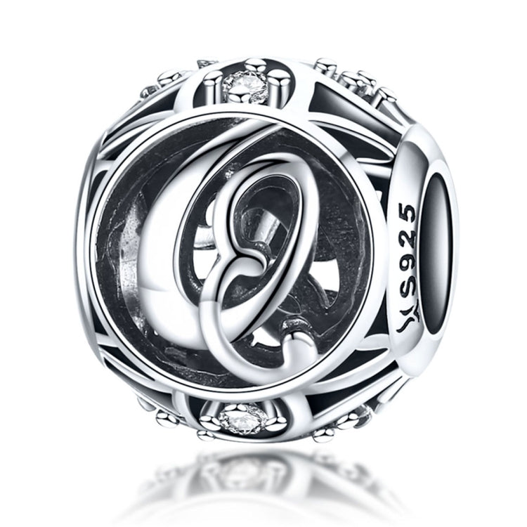 S925 Sterling Silver 26 lettere inglesi perline fai da te bracciale collana accessori, A, B, C, D, E, F, G, H, I, J, K, L, M, N, O, P, Q, R, S, T, U, V, W, X