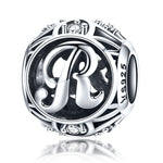 S925 Sterling Silver 26 lettere inglesi perline fai da te bracciale collana accessori, A, B, C, D, E, F, G, H, I, J, K, L, M, N, O, P, Q, R, S, T, U, V, W, X