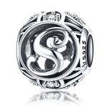 S925 Sterling Silver 26 lettere inglesi perline fai da te bracciale collana accessori, A, B, C, D, E, F, G, H, I, J, K, L, M, N, O, P, Q, R, S, T, U, V, W, X