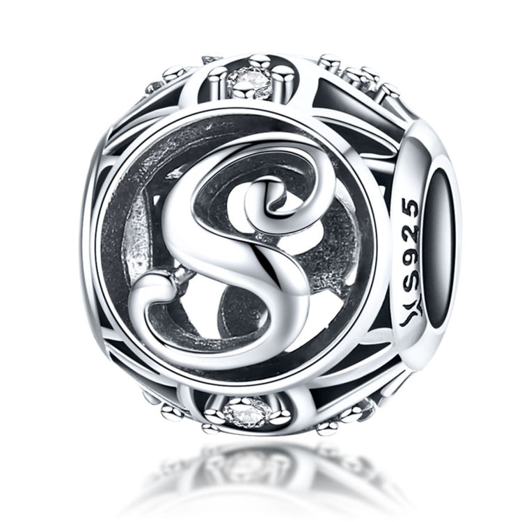 S925 Sterling Silver 26 lettere inglesi perline fai da te bracciale collana accessori, A, B, C, D, E, F, G, H, I, J, K, L, M, N, O, P, Q, R, S, T, U, V, W, X