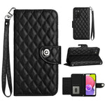Custodia per cellulare in pelle con texture rombica con cordino, For Samsung Galaxy S22+ 5G, For Samsung Galaxy S22 5G, For Samsung Galaxy A03s US, For Samsung Galaxy A03s EU