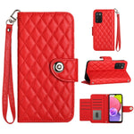 Custodia per cellulare in pelle con texture rombica con cordino, For Samsung Galaxy S22+ 5G, For Samsung Galaxy S22 5G, For Samsung Galaxy A03s US, For Samsung Galaxy A03s EU