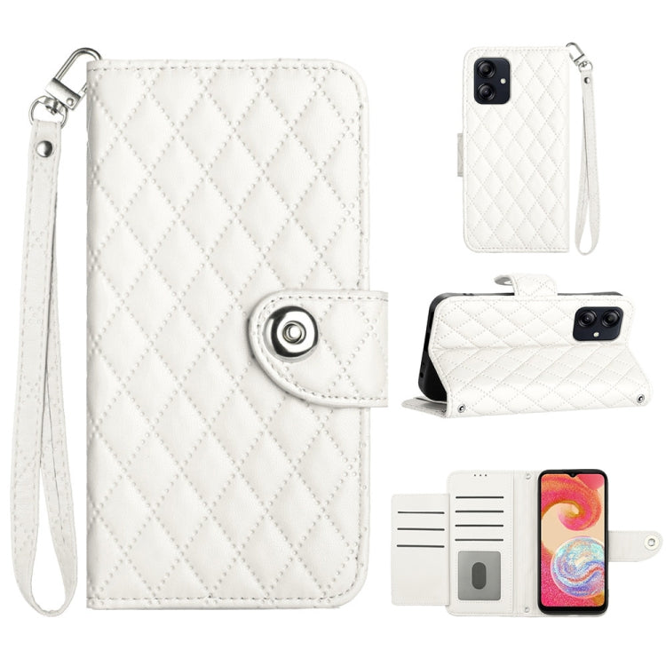 Custodia per cellulare in pelle con texture rombica con cordino, For Samsung Galaxy A34, For Samsung Galaxy A54, For Samsung Galaxy A04e, For Samsung Galaxy S23 Ultra 5G