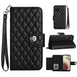Custodia per cellulare in pelle con texture rombica con cordino, For Samsung Galaxy S21 FE 5G, For  Samsung Galaxy A52 4G / 5G, For Samsung Galaxy A12 / M12
