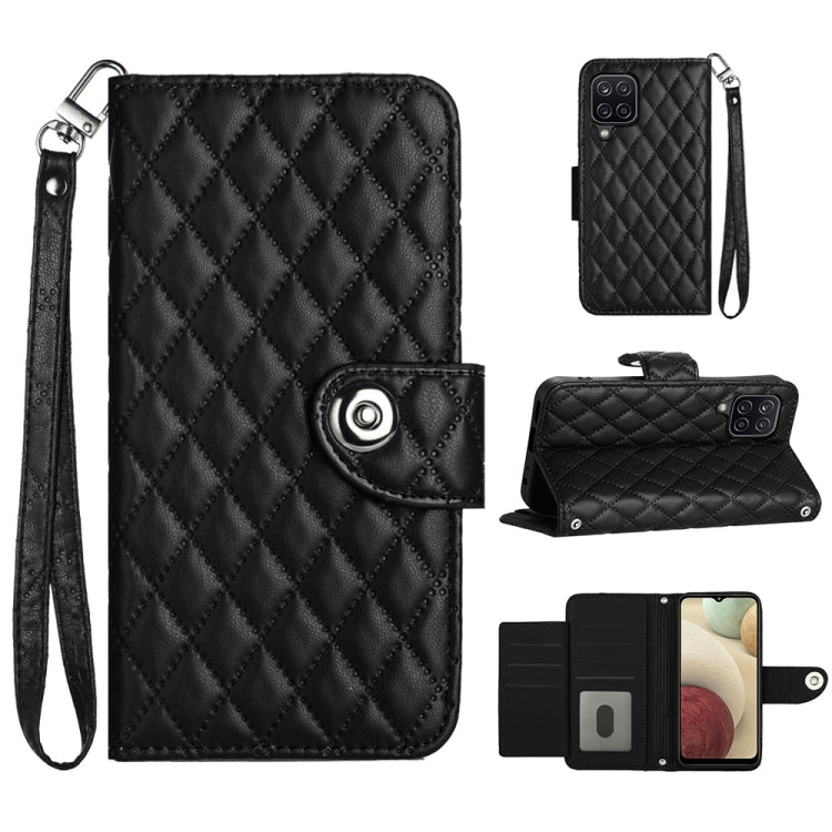 Custodia per cellulare in pelle con texture rombica con cordino, For Samsung Galaxy S21 FE 5G, For  Samsung Galaxy A52 4G / 5G, For Samsung Galaxy A12 / M12
