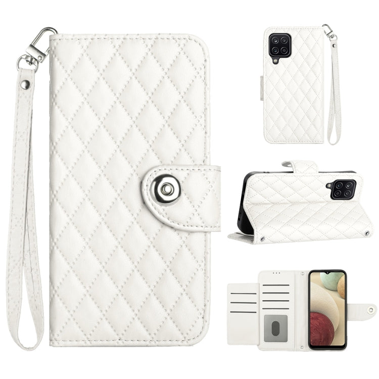 Custodia per cellulare in pelle con texture rombica con cordino, For Samsung Galaxy S21 FE 5G, For  Samsung Galaxy A52 4G / 5G, For Samsung Galaxy A12 / M12