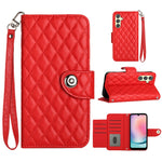 Custodia per cellulare in pelle con texture rombica con cordino, For Samsung Galaxy A25 5G, For Samsung Galaxy S23 FE 5G, For Samsung Galaxy A24 4G, For Samsung Galaxy A14 4G / 5G