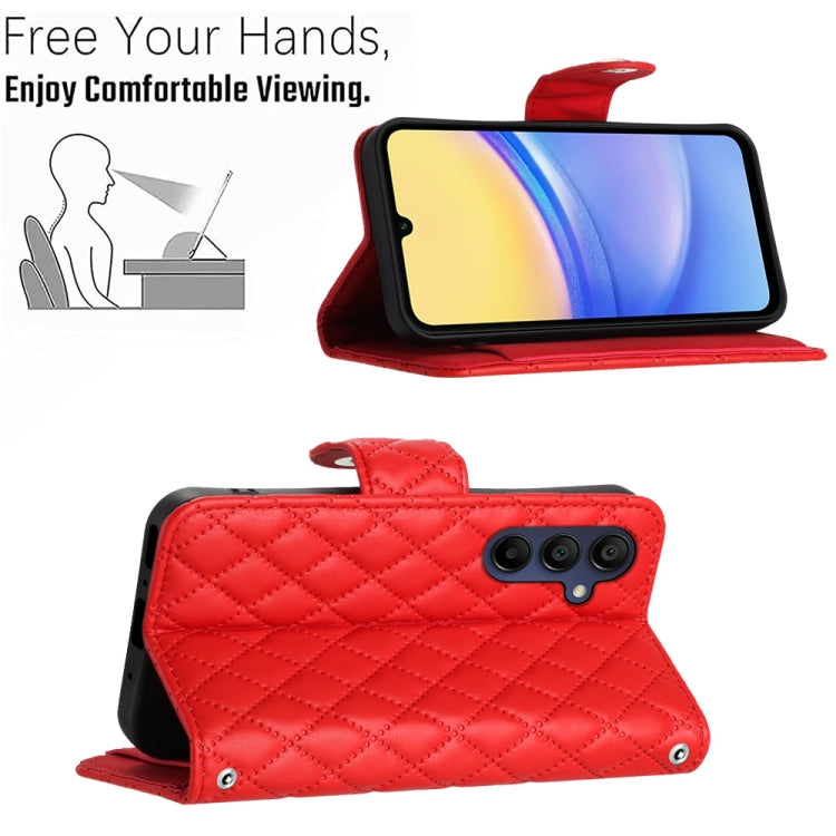 Custodia per cellulare in pelle con texture rombica con cordino, For Samsung Galaxy A15 5G, For Samsung Galaxy A55, For Samsung Galaxy A35, For Samsung Galaxy S24 Ultra 5G