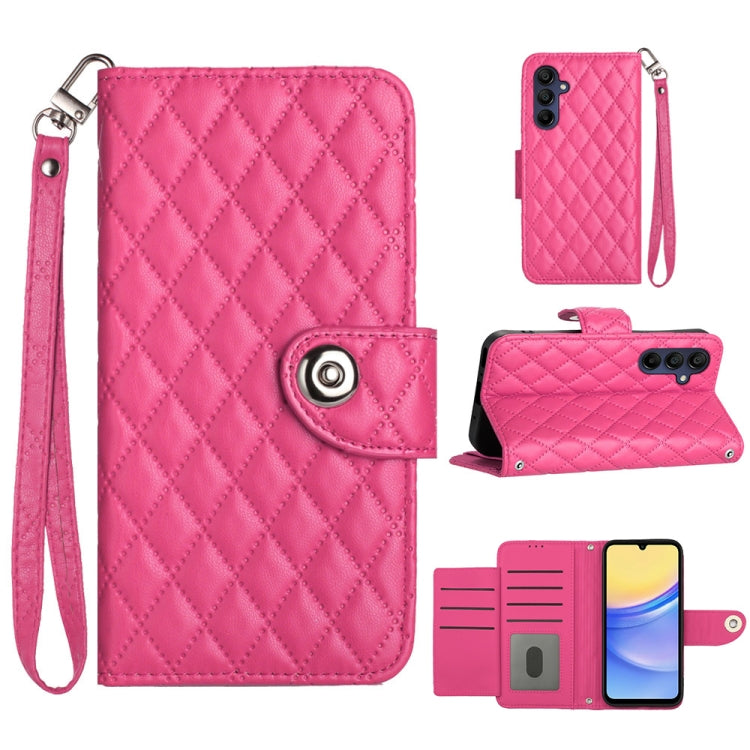 Custodia per cellulare in pelle con texture rombica con cordino, For Samsung Galaxy A15 5G, For Samsung Galaxy A55, For Samsung Galaxy A35, For Samsung Galaxy S24 Ultra 5G
