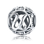 S925 Sterling Silver 26 lettere inglesi perline fai da te bracciale collana accessori, A, B, C, D, E, F, G, H, I, J, K, L, M, N, O, P, Q, R, S, T, U, V, W, X