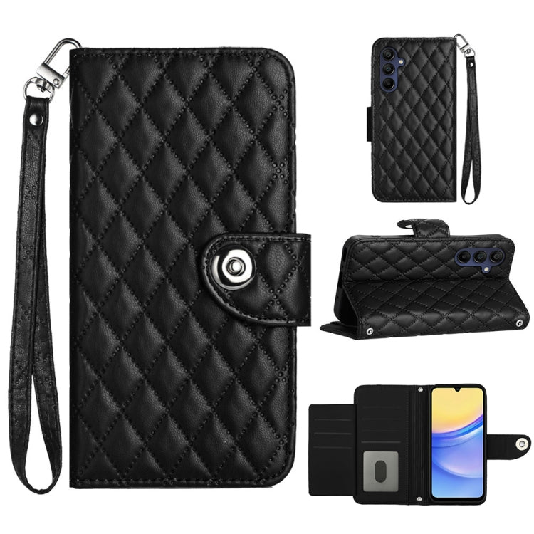 Custodia per cellulare in pelle con texture rombica con cordino, For Samsung Galaxy A25 5G, For Samsung Galaxy S23 FE 5G, For Samsung Galaxy A24 4G, For Samsung Galaxy A14 4G / 5G