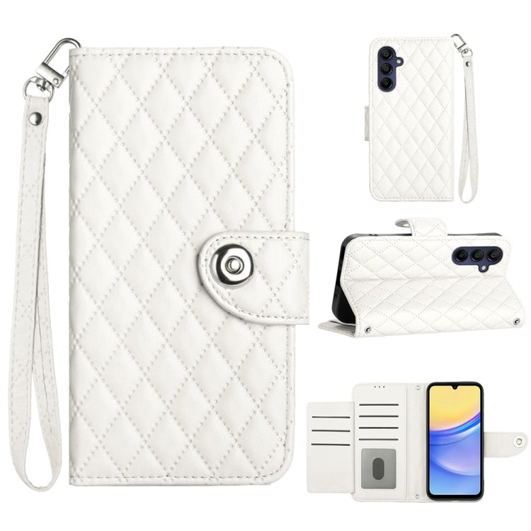 Custodia per cellulare in pelle con texture rombica con cordino, For Samsung Galaxy A25 5G, For Samsung Galaxy S23 FE 5G, For Samsung Galaxy A24 4G, For Samsung Galaxy A14 4G / 5G