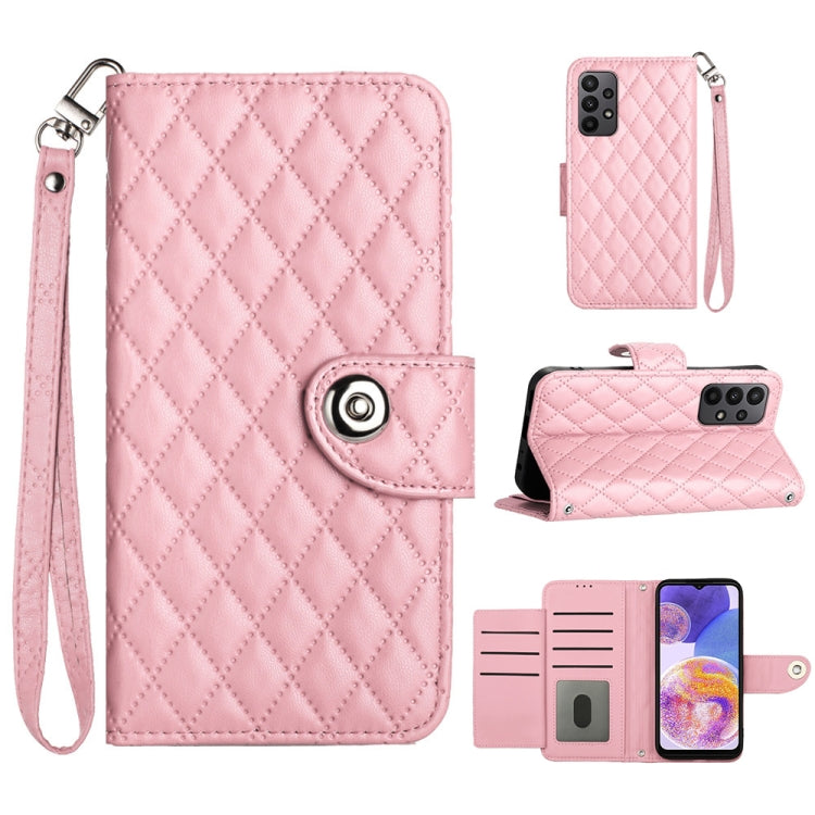 Custodia per cellulare in pelle con texture rombica con cordino, For Samsung Galaxy A53 5G, For Samsung Galaxy A33 5G, For Samsung Galaxy A13 4G / 5G, For Samsung Galaxy S22 Ultra 5G