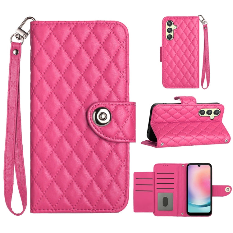 Custodia per cellulare in pelle con texture rombica con cordino, For Samsung Galaxy A34, For Samsung Galaxy A54, For Samsung Galaxy A04e, For Samsung Galaxy S23 Ultra 5G