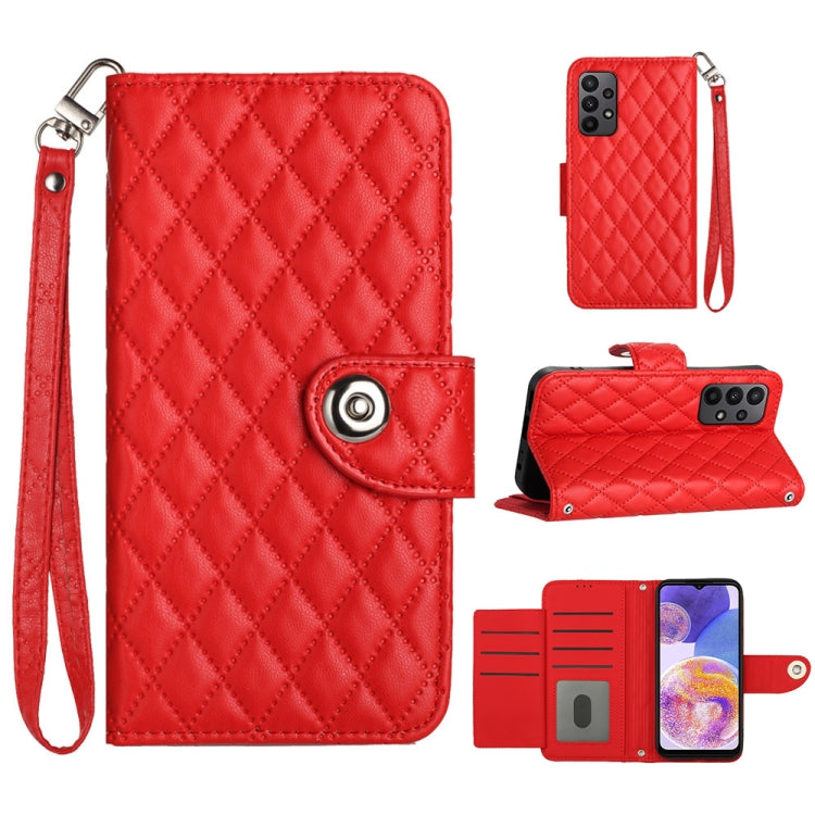 Custodia per cellulare in pelle con texture rombica con cordino, For Samsung Galaxy S21 FE 5G, For  Samsung Galaxy A52 4G / 5G, For Samsung Galaxy A12 / M12