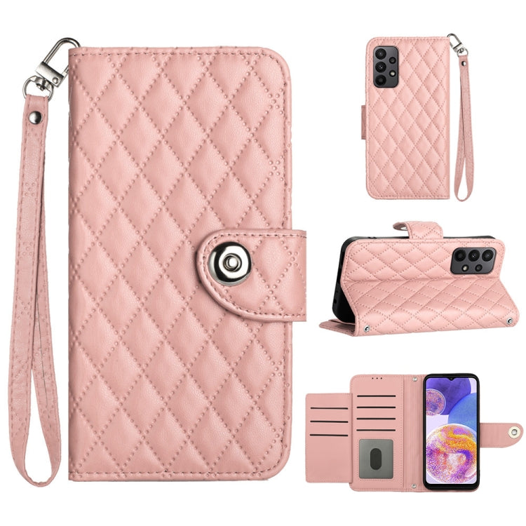 Custodia per cellulare in pelle con texture rombica con cordino, For Samsung Galaxy S21 FE 5G, For  Samsung Galaxy A52 4G / 5G, For Samsung Galaxy A12 / M12