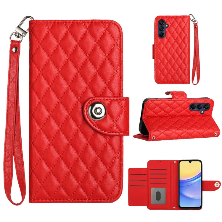 Custodia per cellulare in pelle con texture rombica con cordino, For Samsung Galaxy A15 5G, For Samsung Galaxy A55, For Samsung Galaxy A35, For Samsung Galaxy S24 Ultra 5G