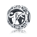 S925 Sterling Silver 26 lettere inglesi perline fai da te bracciale collana accessori, A, B, C, D, E, F, G, H, I, J, K, L, M, N, O, P, Q, R, S, T, U, V, W, X