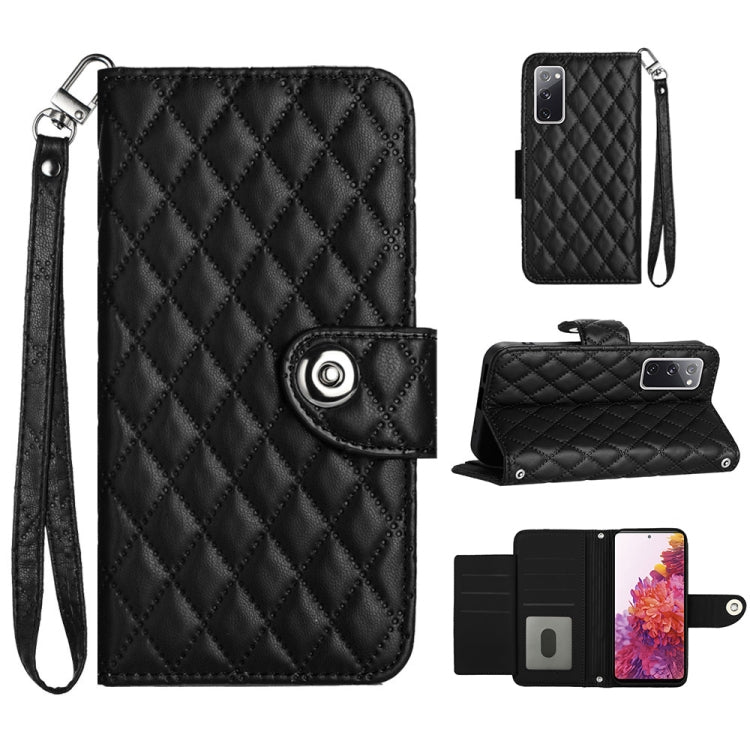 Custodia per cellulare in pelle con texture rombica con cordino, For Samsung Galaxy S23+ 5G, For Samsung Galaxy S23 5G, For Samsung Galaxy S20 FE, For Samsung Galaxy A23 4G / F23 5G