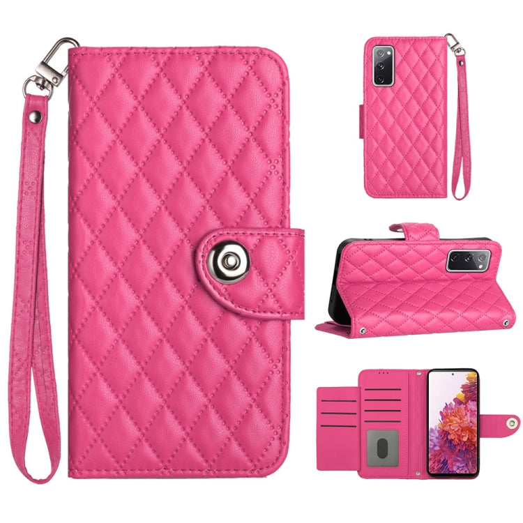 Custodia per cellulare in pelle con texture rombica con cordino, For Samsung Galaxy S23+ 5G, For Samsung Galaxy S23 5G, For Samsung Galaxy S20 FE, For Samsung Galaxy A23 4G / F23 5G