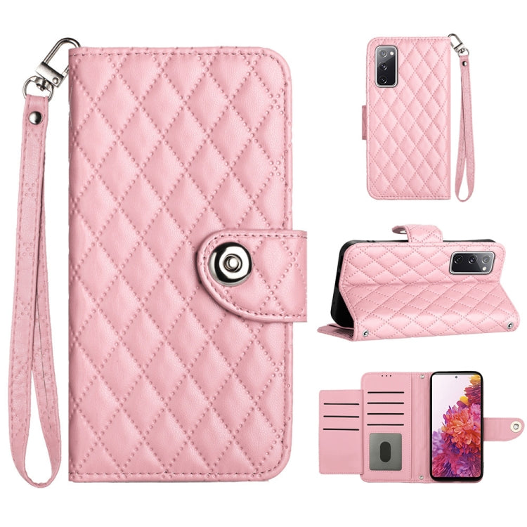 Custodia per cellulare in pelle con texture rombica con cordino, For Samsung Galaxy S23+ 5G, For Samsung Galaxy S23 5G, For Samsung Galaxy S20 FE, For Samsung Galaxy A23 4G / F23 5G