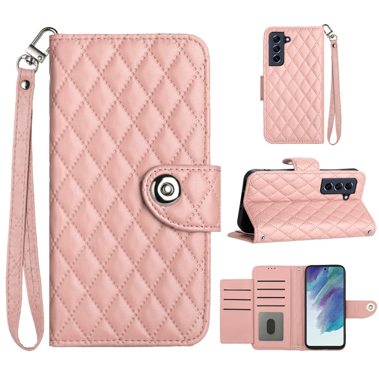 Custodia per cellulare in pelle con texture rombica con cordino, For Samsung Galaxy S21 FE 5G, For  Samsung Galaxy A52 4G / 5G, For Samsung Galaxy A12 / M12