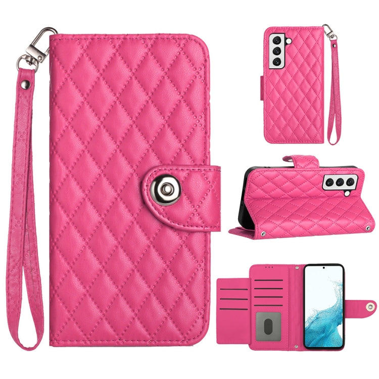 Custodia per cellulare in pelle con texture rombica con cordino, For Samsung Galaxy S22+ 5G, For Samsung Galaxy S22 5G, For Samsung Galaxy A03s US, For Samsung Galaxy A03s EU
