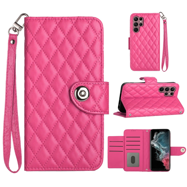 Custodia per cellulare in pelle con texture rombica con cordino, For Samsung Galaxy A53 5G, For Samsung Galaxy A33 5G, For Samsung Galaxy A13 4G / 5G, For Samsung Galaxy S22 Ultra 5G