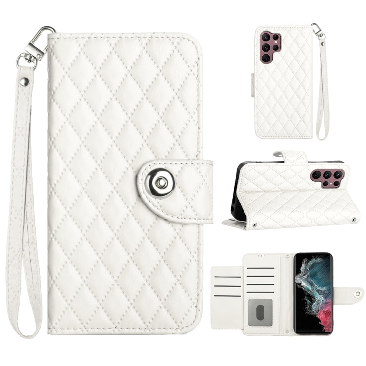 Custodia per cellulare in pelle con texture rombica con cordino, For Samsung Galaxy A53 5G, For Samsung Galaxy A33 5G, For Samsung Galaxy A13 4G / 5G, For Samsung Galaxy S22 Ultra 5G