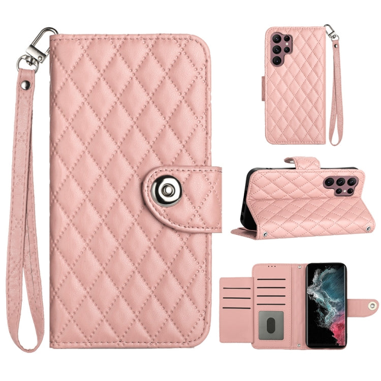 Custodia per cellulare in pelle con texture rombica con cordino, For Samsung Galaxy A53 5G, For Samsung Galaxy A33 5G, For Samsung Galaxy A13 4G / 5G, For Samsung Galaxy S22 Ultra 5G
