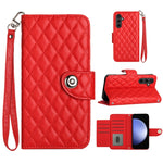 Custodia per cellulare in pelle con texture rombica con cordino, For Samsung Galaxy A25 5G, For Samsung Galaxy S23 FE 5G, For Samsung Galaxy A24 4G, For Samsung Galaxy A14 4G / 5G