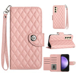Custodia per cellulare in pelle con texture rombica con cordino, For Samsung Galaxy S24+ 5G, For Samsung Galaxy S24 5G, For Samsung Galaxy A05, For Samsung Galaxy A05s