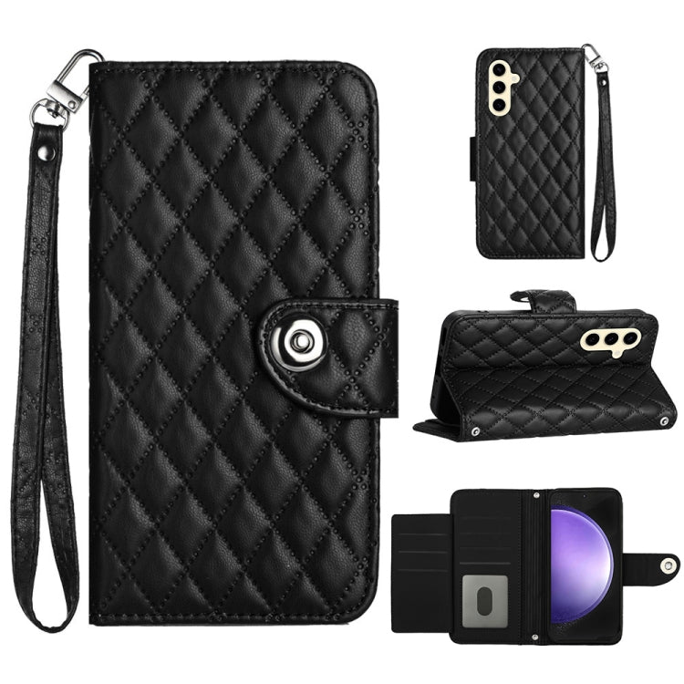 Custodia per cellulare in pelle con texture rombica con cordino, For Samsung Galaxy S24+ 5G, For Samsung Galaxy S24 5G, For Samsung Galaxy A05, For Samsung Galaxy A05s
