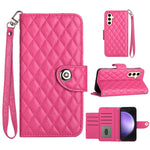 Custodia per cellulare in pelle con texture rombica con cordino, For Samsung Galaxy S24+ 5G, For Samsung Galaxy S24 5G, For Samsung Galaxy A05, For Samsung Galaxy A05s