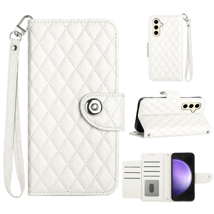 Custodia per cellulare in pelle con texture rombica con cordino, For Samsung Galaxy S24+ 5G, For Samsung Galaxy S24 5G, For Samsung Galaxy A05, For Samsung Galaxy A05s