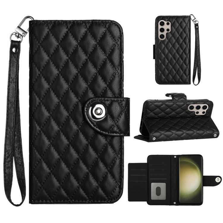 Custodia per cellulare in pelle con texture rombica con cordino, For Samsung Galaxy A15 5G, For Samsung Galaxy A55, For Samsung Galaxy A35, For Samsung Galaxy S24 Ultra 5G