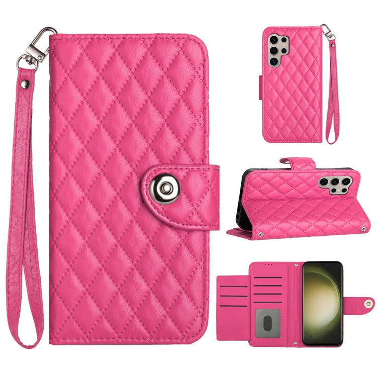 Custodia per cellulare in pelle con texture rombica con cordino, For Samsung Galaxy A15 5G, For Samsung Galaxy A55, For Samsung Galaxy A35, For Samsung Galaxy S24 Ultra 5G
