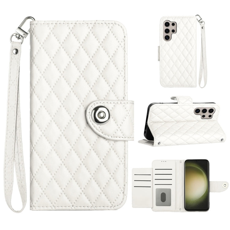 Custodia per cellulare in pelle con texture rombica con cordino, For Samsung Galaxy A15 5G, For Samsung Galaxy A55, For Samsung Galaxy A35, For Samsung Galaxy S24 Ultra 5G
