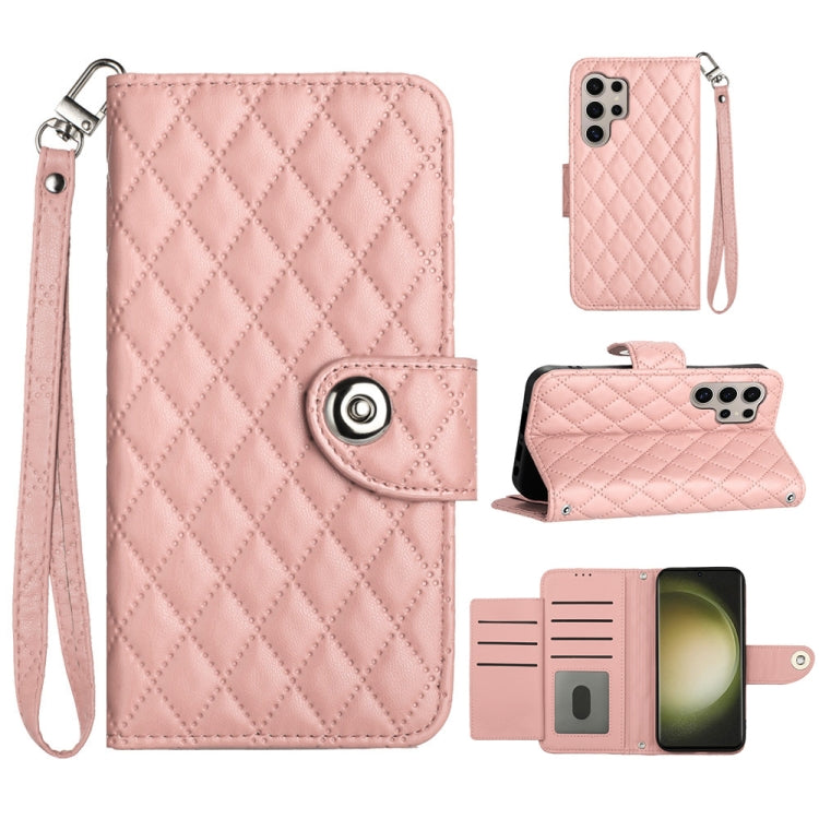 Custodia per cellulare in pelle con texture rombica con cordino, For Samsung Galaxy A15 5G, For Samsung Galaxy A55, For Samsung Galaxy A35, For Samsung Galaxy S24 Ultra 5G