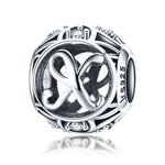 S925 Sterling Silver 26 lettere inglesi perline fai da te bracciale collana accessori, A, B, C, D, E, F, G, H, I, J, K, L, M, N, O, P, Q, R, S, T, U, V, W, X