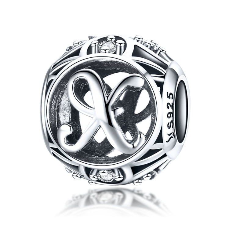 S925 Sterling Silver 26 lettere inglesi perline fai da te bracciale collana accessori, A, B, C, D, E, F, G, H, I, J, K, L, M, N, O, P, Q, R, S, T, U, V, W, X