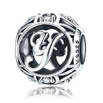S925 Sterling Silver 26 lettere inglesi perline fai da te bracciale collana accessori, Y, Z