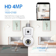 ESCAM QF202 E27 2x2MP Telecamera per visione notturna audio bidirezionale con rilevamento del movimento a doppia lente WiFi IP impermeabile, QF202