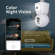 ESCAM QF202 E27 2x2MP Telecamera per visione notturna audio bidirezionale con rilevamento del movimento a doppia lente WiFi IP impermeabile, QF202