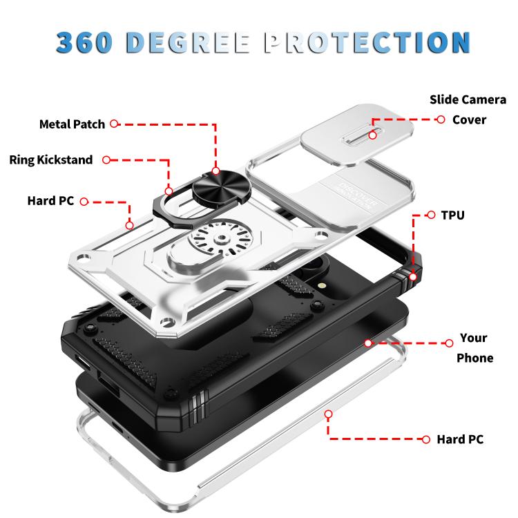 Custodia per telefono Camshield scorrevole in TPU + PC con supporto, For Galaxy A57 5G, For Samsung Galaxy A36 5G / A37 5G, For Galaxy A27 5G