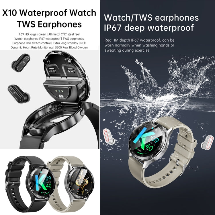 X10 Cuffie Smart Watch Bracciale impermeabile da 1,39 pollici, supporto chiamata Bluetooth / NFC / frequenza cardiaca