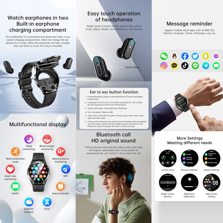 X10 Cuffie Smart Watch Bracciale impermeabile da 1,39 pollici, supporto chiamata Bluetooth / NFC / frequenza cardiaca