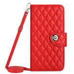 Custodia per cellulare in pelle con texture rombica con cordino lungo, For iPhone 14 Plus, For iPhone 14, For iPhone 14 Pro, For iPhone 14 Pro Max