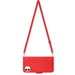 Custodia portafoglio in pelle con texture rombica per iPhone 12 e