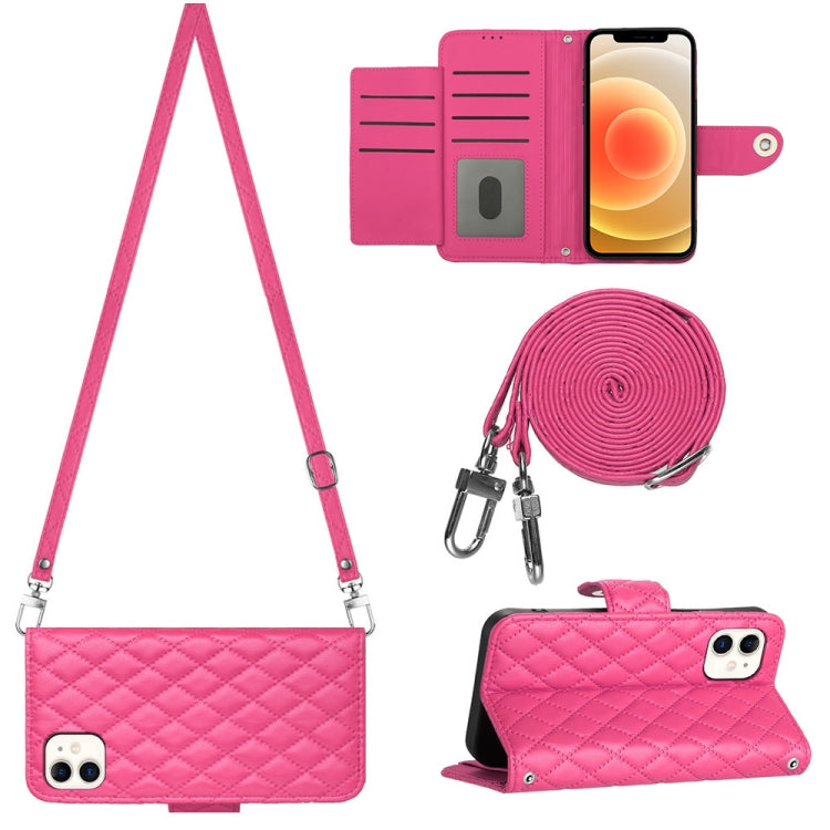 Custodia portafoglio in pelle con texture rombica per iPhone 12 e